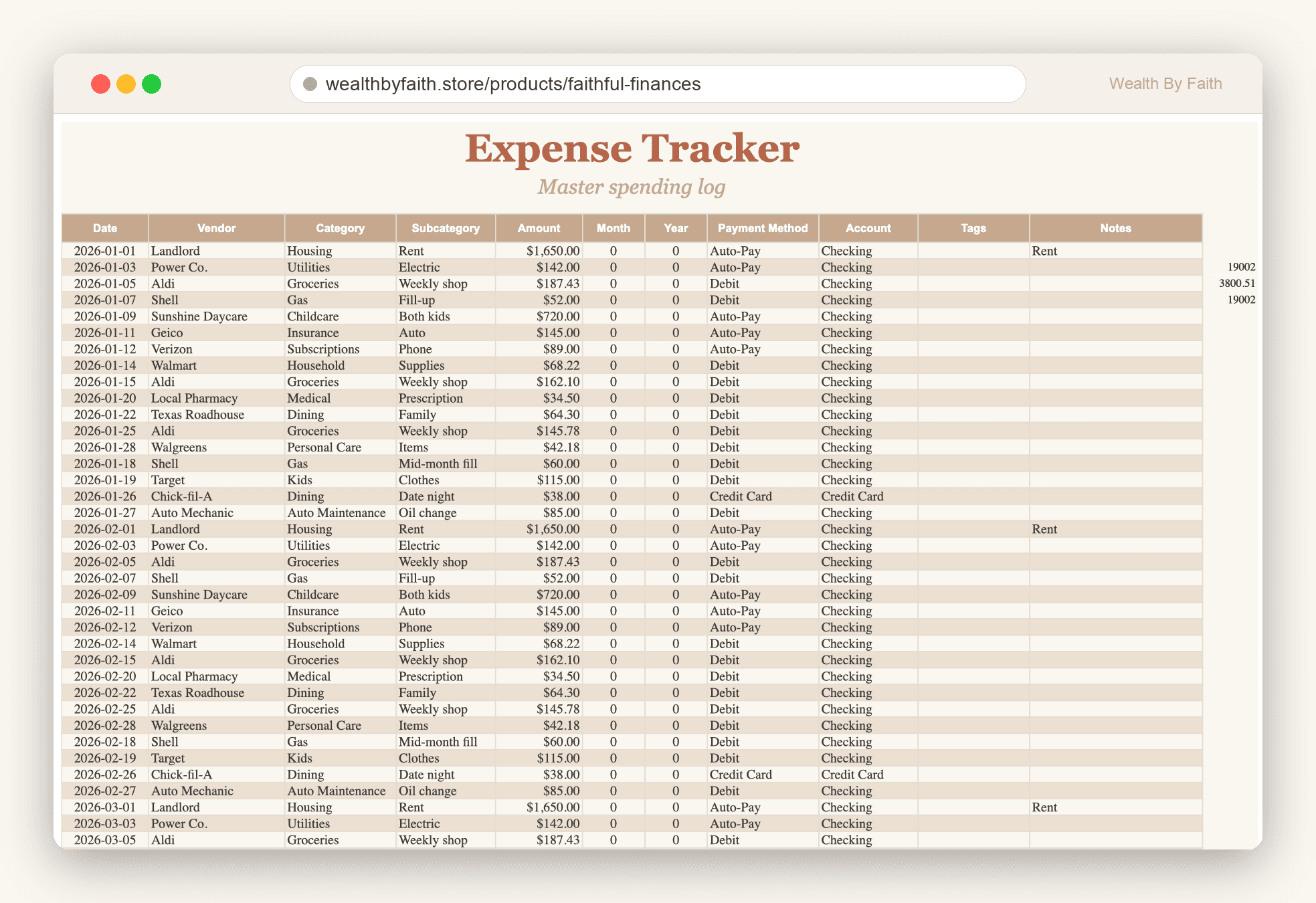 Expense Tracker — the master spending log
